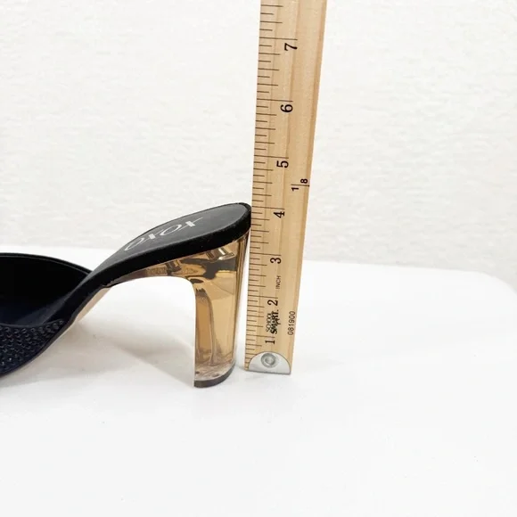 XOXO Black Studded/gem and Clear Heeled Mules Size 8 - Picture 8 of 8